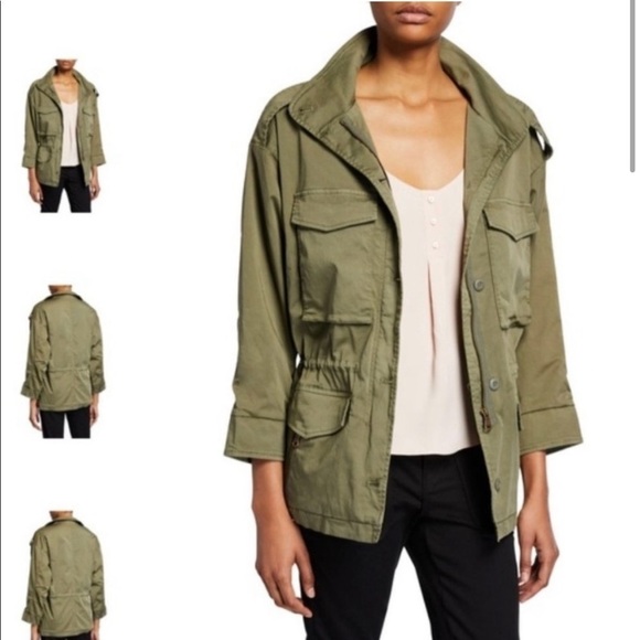Joie Jenita Stretch Cotton Field Jacket Utility Green Zip Size Large L NWT - Picture 3 of 11
